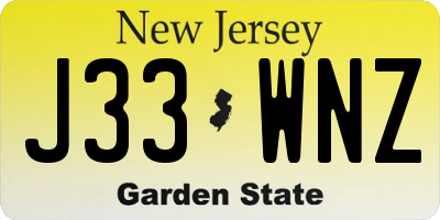 NJ license plate J33WNZ