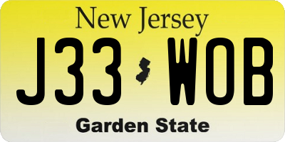 NJ license plate J33WOB