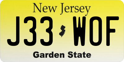 NJ license plate J33WOF