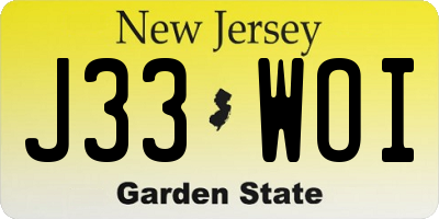 NJ license plate J33WOI