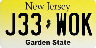 NJ license plate J33WOK