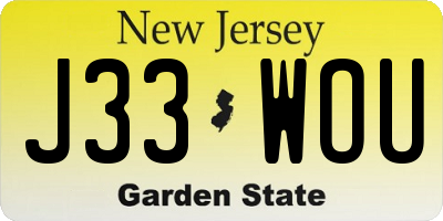 NJ license plate J33WOU