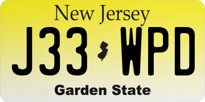 NJ license plate J33WPD