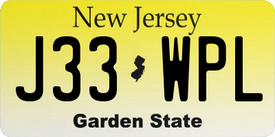 NJ license plate J33WPL