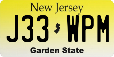 NJ license plate J33WPM