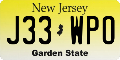 NJ license plate J33WPO