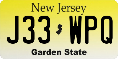 NJ license plate J33WPQ