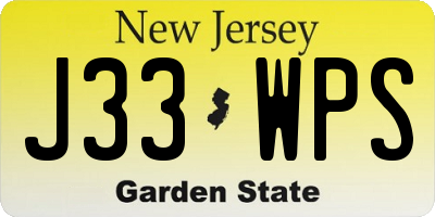 NJ license plate J33WPS