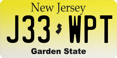 NJ license plate J33WPT