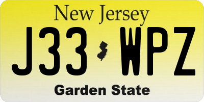 NJ license plate J33WPZ