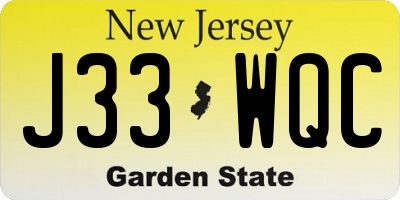 NJ license plate J33WQC