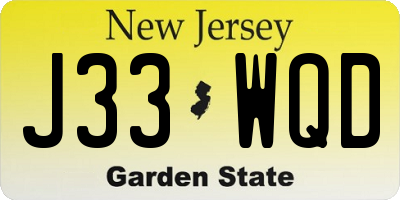 NJ license plate J33WQD