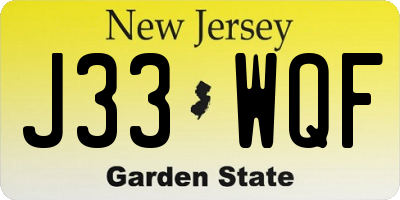 NJ license plate J33WQF