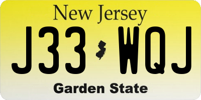 NJ license plate J33WQJ