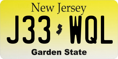NJ license plate J33WQL