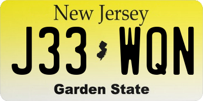 NJ license plate J33WQN