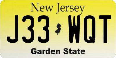 NJ license plate J33WQT