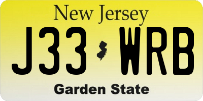 NJ license plate J33WRB