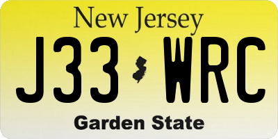 NJ license plate J33WRC