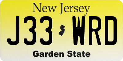 NJ license plate J33WRD