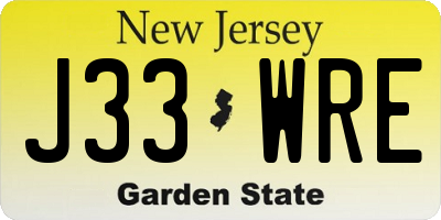 NJ license plate J33WRE
