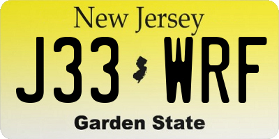NJ license plate J33WRF