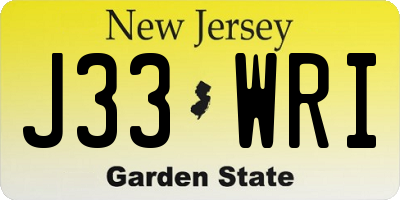 NJ license plate J33WRI