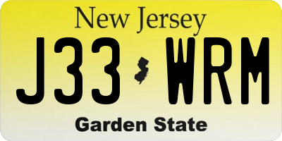 NJ license plate J33WRM