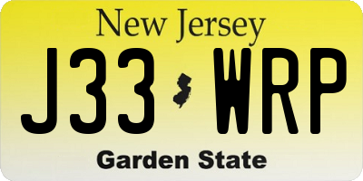 NJ license plate J33WRP