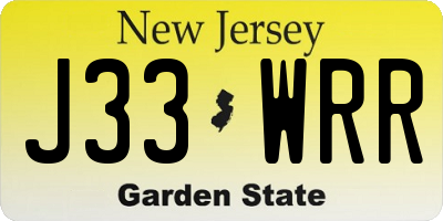 NJ license plate J33WRR
