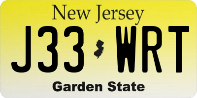 NJ license plate J33WRT