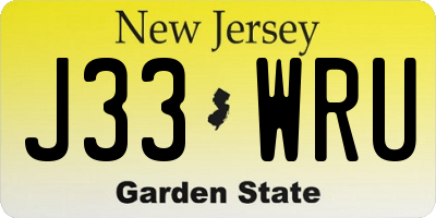 NJ license plate J33WRU