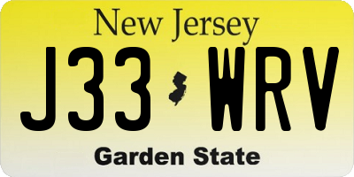 NJ license plate J33WRV