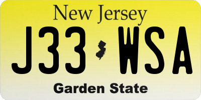 NJ license plate J33WSA
