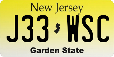 NJ license plate J33WSC