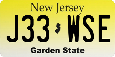 NJ license plate J33WSE