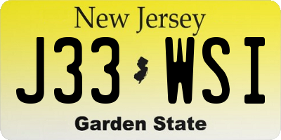 NJ license plate J33WSI