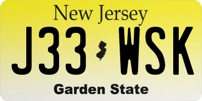 NJ license plate J33WSK