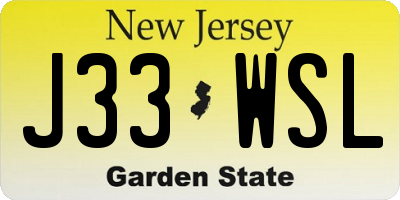 NJ license plate J33WSL