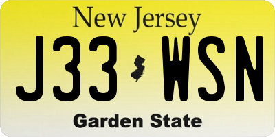 NJ license plate J33WSN