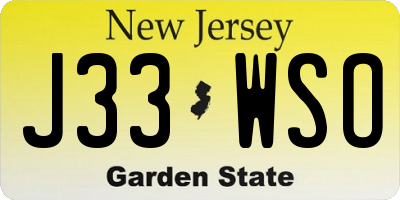 NJ license plate J33WSO