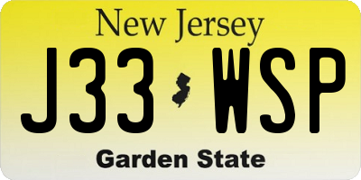 NJ license plate J33WSP