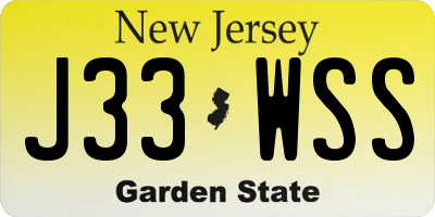 NJ license plate J33WSS