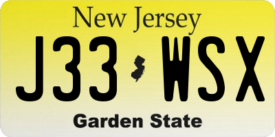 NJ license plate J33WSX