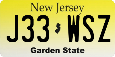 NJ license plate J33WSZ