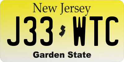 NJ license plate J33WTC
