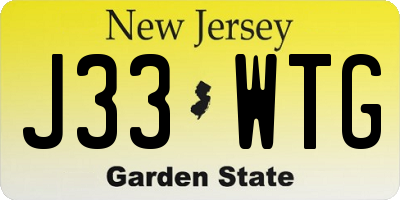 NJ license plate J33WTG