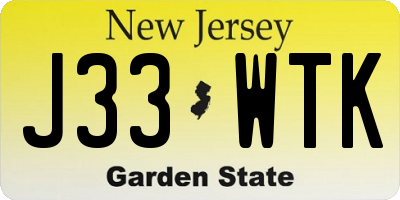 NJ license plate J33WTK