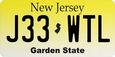 NJ license plate J33WTL