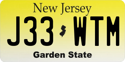 NJ license plate J33WTM